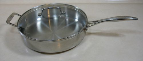 Very Nice Used Large Stainless Steel Cookware Frying Pan with Cover GOOD