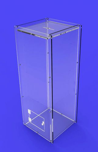 Clear Acrylic Plexiglass Charity Donation Box Poll Collection Ballot Box 3488