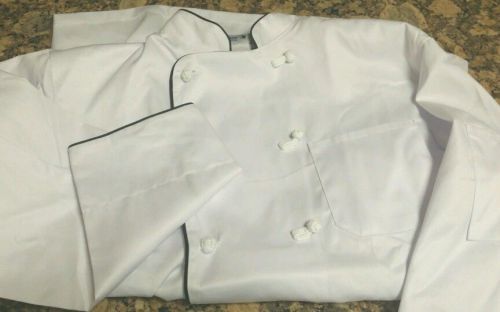 White Chef Coat with black trim size LARGE