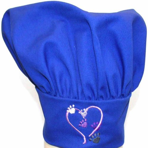 Blue Paw Prints &amp; Heart Chef Hat Child Size Kitty Kitten Cat or Puppy Dog NWT