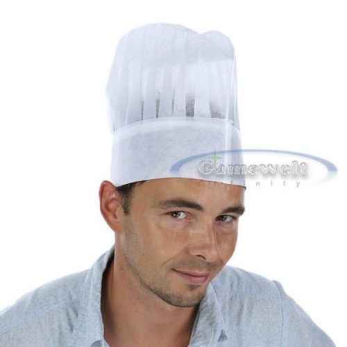 Lot of 24 (2 Dozen) White Paper Disposable Chef Hats
