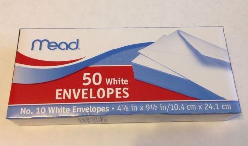 50 No.10 Mead White Letter Mailing Long Envelopes Size: 4-1/8”x 9-1/2”