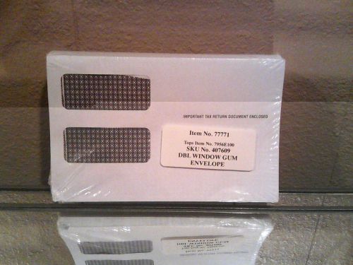 Tops 77771 Double Window Tax Form Envelope for 1099 Misc/R Forms 9x5-5/8 100 pk