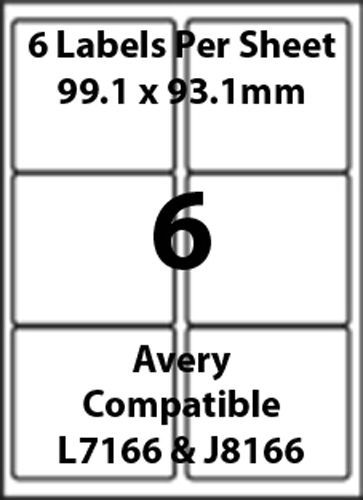 Avery L7166 Compatible Inkjet/Laser - 6 Blank Address Labels - 20 Sheets