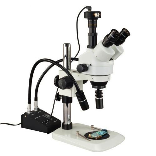 3.5x-90x narrow stand zoom stereo microscope+led gooseneck light+10mp usb camera for sale