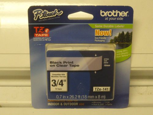 Brother P-Touch TZe-141 Black Print on Clear Tape 3/4&#034; x 26&#039;