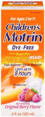 NEW Motrin Children&#039;s Dye-Free Pain Reliever and Fever Reducer, 4 Fluid Ounce