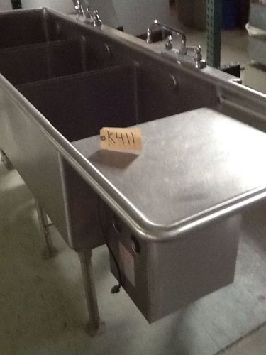 96 inch Stainless Steel 3 Sinks 24x24x16indeep