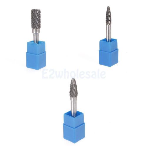 3x cylinder tungsten carbide rotary burr 6+8+10mm head for deburring polishing for sale
