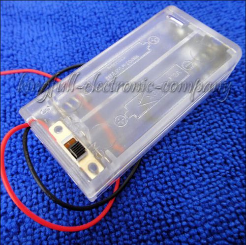 2Pcs Plastic Battery Holder Box (2 AA Size) With Line With Switch New Good