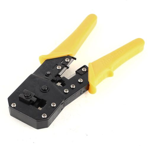 Yellow Plastic Coated Handle Networking 6P6C 6P4C Crimping Tool Press Pliers