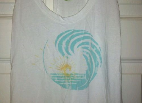 Green Apple Yoga Graphic Wave/Surf Tank Top Med 6/8/10 soft shirt fitness