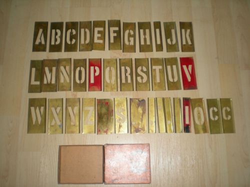 Vintage brass reese&#039;s interlocking adjustable stencils 2&#034; letters &amp; 1.5&#034;numbers for sale