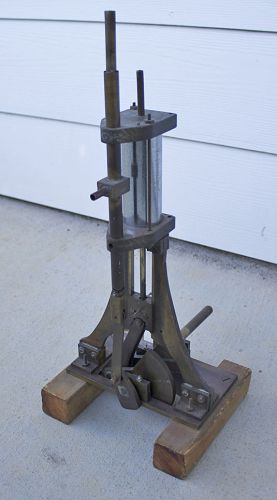 Antique vintage brass stationary vertical live steam engine oil patent model for sale