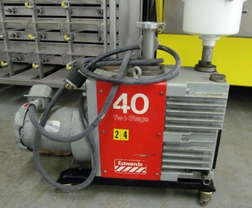 Edwards e2m40 two-stage rotary vane high vacuum pump w/ ge 2 for sale