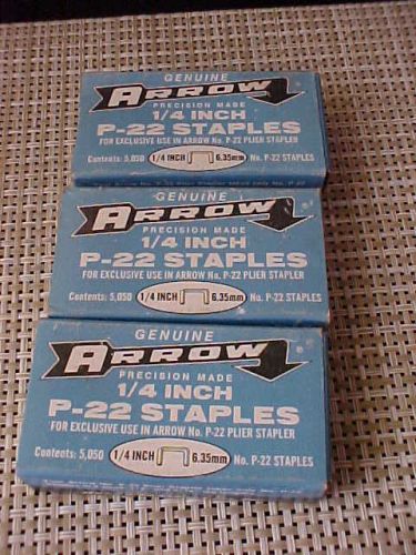 Staples P-22 1/4&#034; 6.35mm Qty 5050 per box Genuine Arrow Brand 3 Boxes Total NEW