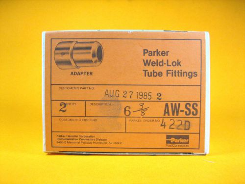 Parker -  6-3/8 aw-ss -  316 ss weld-lok tube fitting adapter, 2pcs. 3/8&#034; for sale