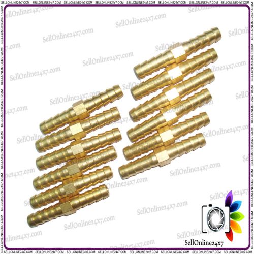 Brass finish hose joiner barbed connector air fuel water pipe gas tubing -12 pec for sale