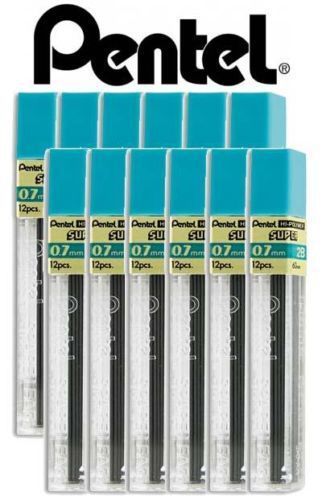 144x 12 Tubes Pentel Super Hi-Polymer 0.7mm Mechanical Pencil Lead Refills 50-HB