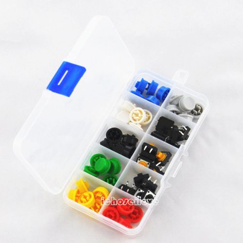 Tactile Push Button Switch Momentary Tact + Cap 12x12x7.3mm KeyCap Assorted Kit