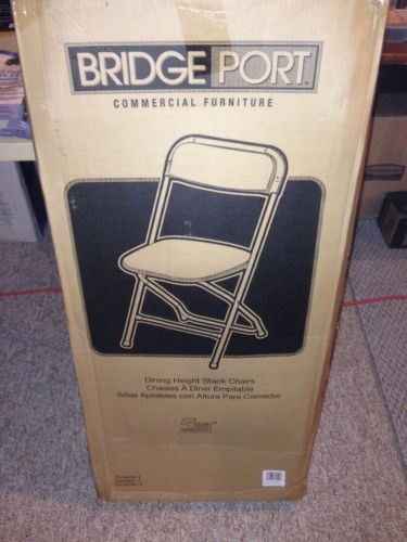 Bridgeport - 60-672WHT4 - Stack Rental Folding Chair, Resin, White, 4/Carton