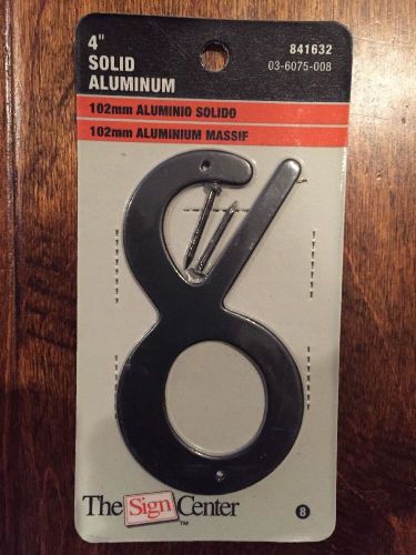 New 4&#034; Hillman Sign Center #8 Black Aluminum Number - FREE SHIPPING!