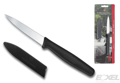 Victorinox Swiss Army #57010 Black Paring Utility Knife w/ Sheath Blade Guard