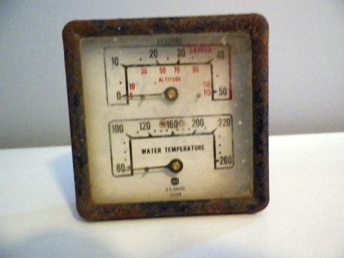 Vintage us gauge 25468 altitude water temperature pressure gauge 3 1/2&#034; square for sale