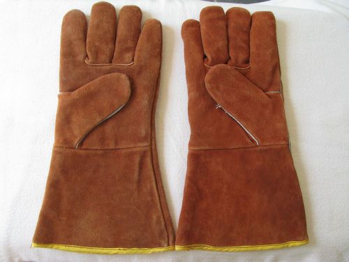 14&#034; Premium Brown Leather Cowhide Welding Gloves
