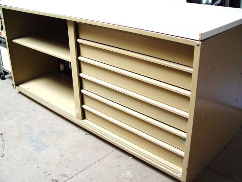 Lab Bench,  a 6-drawer laboratory bench (72x30x 34) with White Top