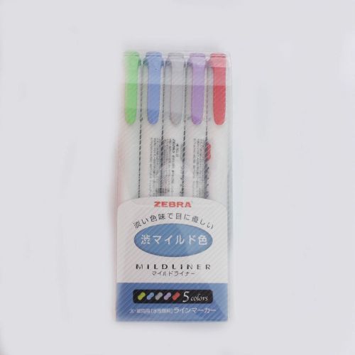 Zebra Mildliner Double-Sided  Highlighter Pens Marker 5 Bitter Mild Colors Set