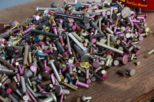 Lot of Vintage Hardware Rivets Pins Copper Brass Blue Pink 7 lbs Industrial Tool