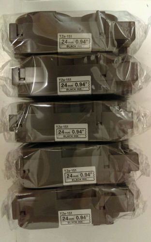 Lot of 5 new oem brother tze-151 black on clear p-touch tape, bulk tz151, tz-151 for sale