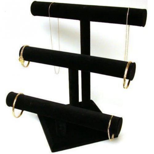 New Black Velvet T-Bar 3 Tier Bracelet Jewelry Display