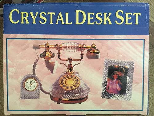 COLUMBIA Crystal Desk Set 3 Piece Set new freeship