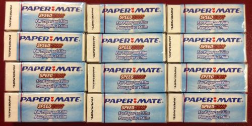 PAPERMATE LOT OF 12 SpeedErase For Paper &amp; Film Eraser Speed Erase Latex Free
