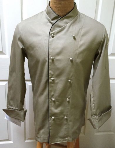 Cullinary Classics Khaki Chef Coat Unisex Twill Corded Crossover Collar MED R
