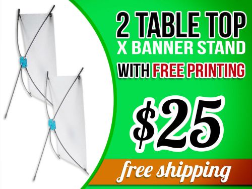 Mini Tripod X Table Top Banner Stand 10&#034;x14&#034; FREE PRINT &amp; SHIPPING (set of 2)