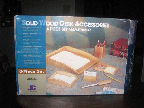 REDUCED  6 Piece Set  Wood Wooden Office  Desk Accessories New In Box
