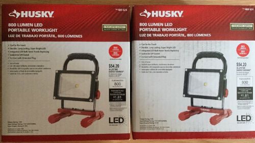2 Husky 800-Lumen Portable Construction Job Site LED Indoor Outdoor Work Light