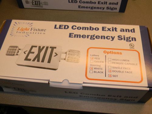 Light fixture industries combo exit sign w 2 180 degree adj. heads, self testing for sale