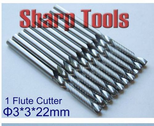 10pcs 3*3 22mm single custom Carbide One Flute CNC Milling Tools router bits