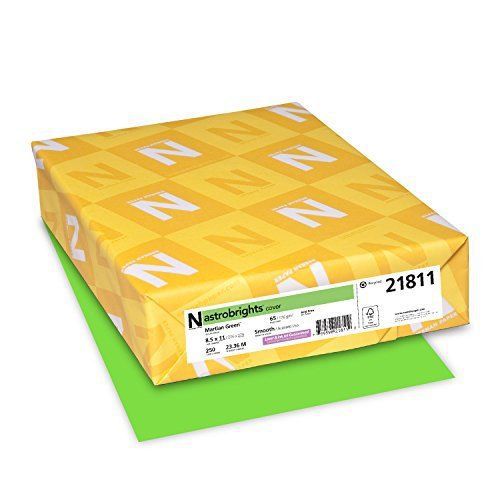 Neenah Astrobrights Premium Color Card Stock, 65 lb, 8.5 x 11 Inches, 250 Green