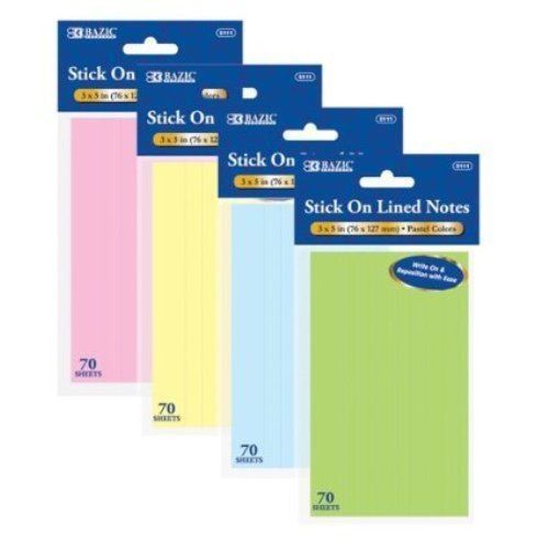 Bazic Stick Notes Lined 3 x 5 in (set of 4)