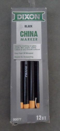 Dixon Phano Peel-Off China Marker Pencils, Black, 12-Count (00077)