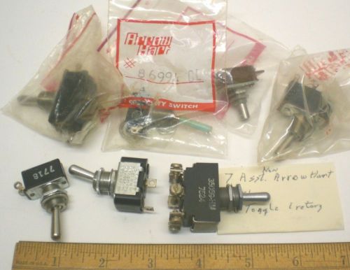 6 New Toggle Switches+1 Rotary, Assorted, Arrow-Hart, Made in USA, Lot 4