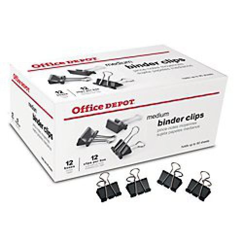 Office Depot Binder Clips By The Gross, Medium, 1 1/4in., Box Of 12 Clips, Pack