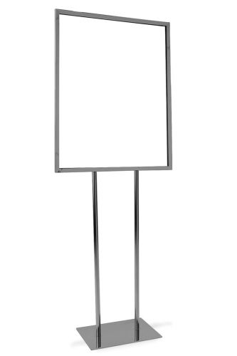 BULLETIN SIGN HOLDER W/ FLAT BASE, HOLDS 22&#034;W x 28&#034;H SIGN; HEIGHT 60&#034;, CHROME