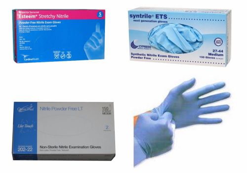 Nitrile blue disposable gloves medical exam 3 box of 150 powder free tattoo for sale