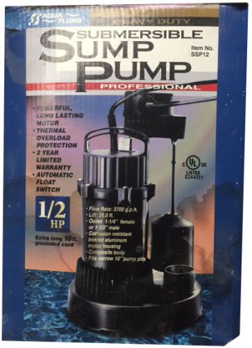 Aqua plumb submersible sump pump 1/2 hp for sale